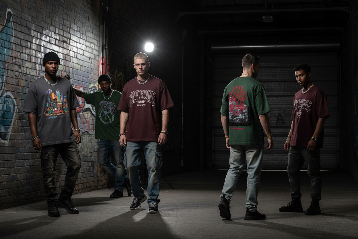 "Collection de t-shirts oversize premium pour homme — coupe ample moderne, 100% coton, disponible en plusieurs coloris — Backstage Premium"