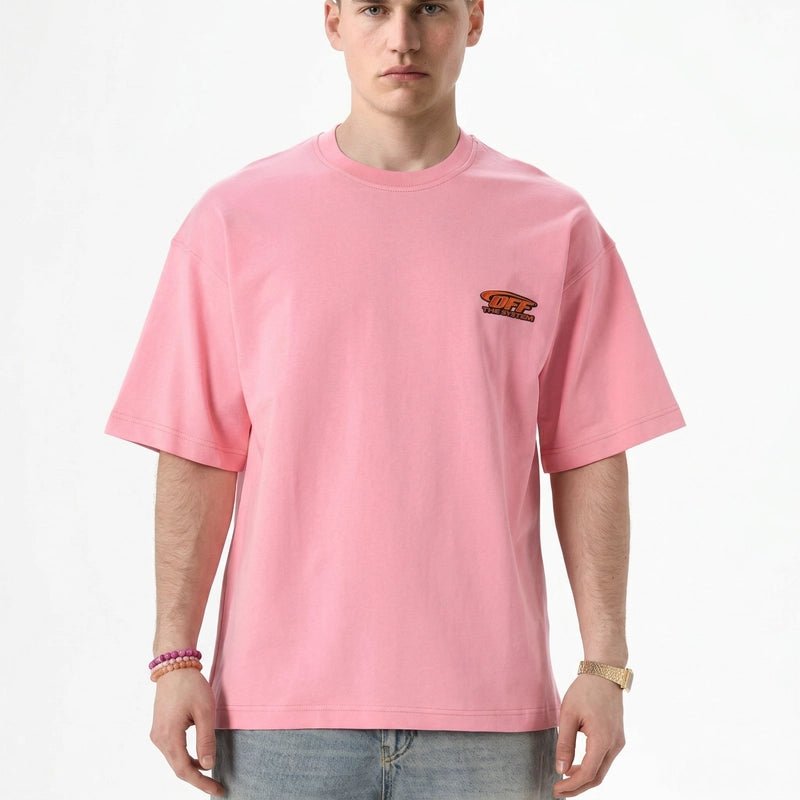 T-shirt Off The System Rose & Gris — Oversize 300g Premium - Backstage Premium